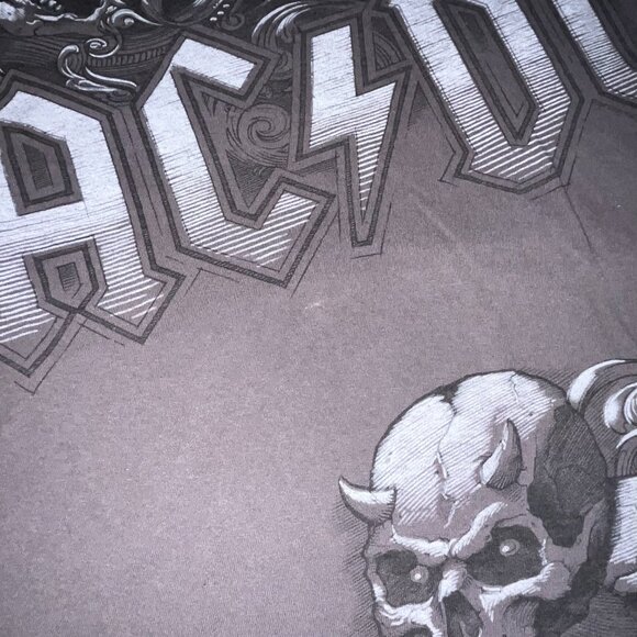 ACDC Large L Mens Brown Short Sleeve T-shirt NIGHT PROWLER-VTG LIQUID BLUE! - Picture 2 of 4